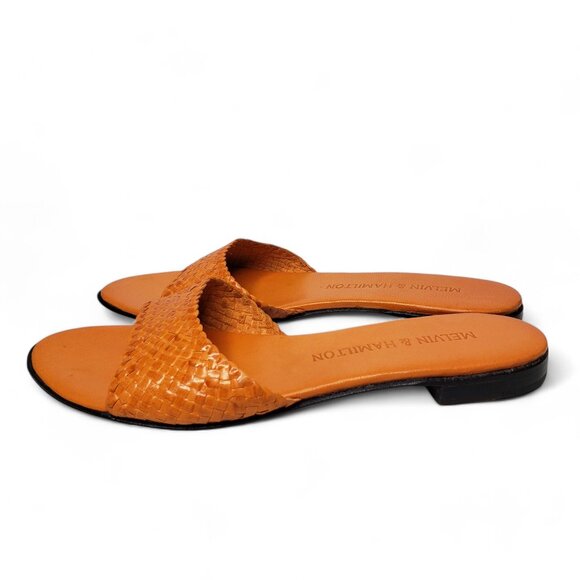 Melvin & Hamilton Woven Leather Sandals Women's Orange Slip On Casual 6.5 - Picture 3 of 7